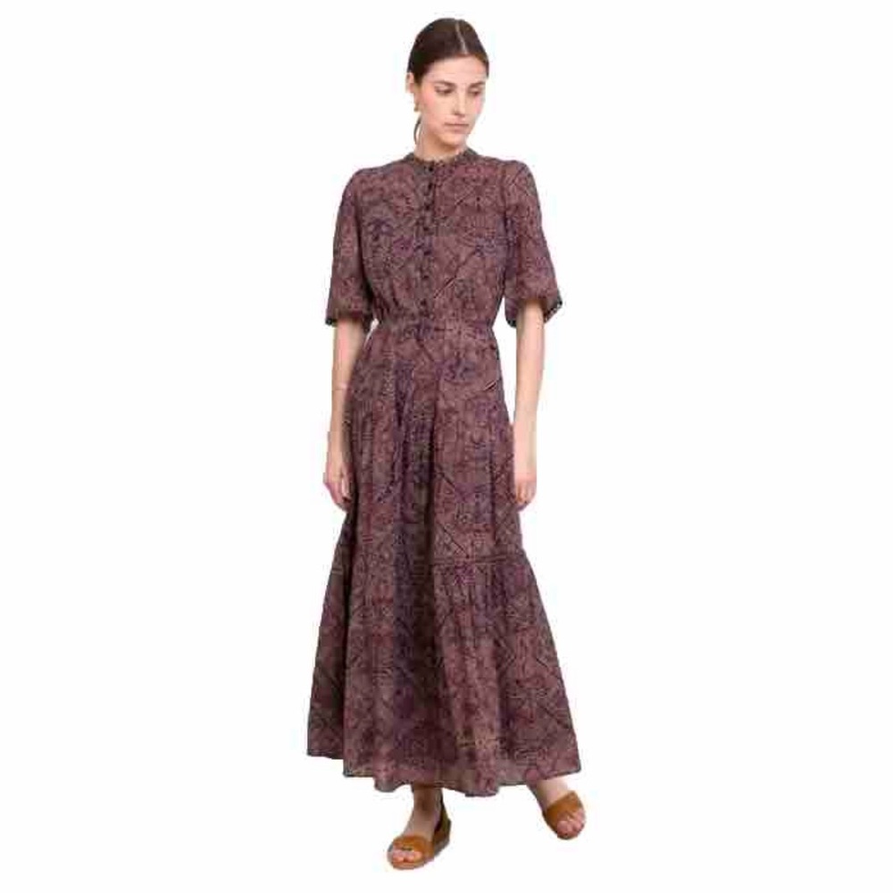 Apiece Apart Alta Maxi Dress Print Cotton Scalloped - Picture 11 of 11